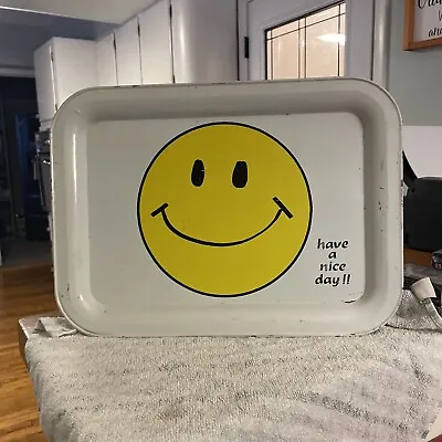 Vintage Smiley Face Serving  Tray Have A Nice Day Retro Metal • $37