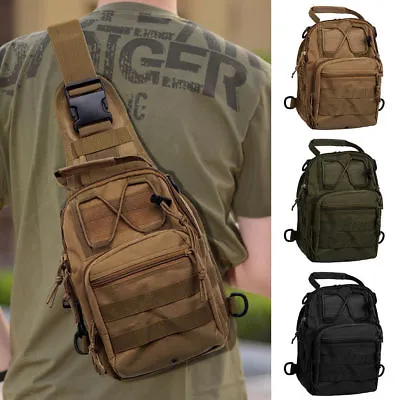 Military Tactical Crossbody Mens Shoulder Bag Chest Pack Camping Hiking Backpack • $9.99