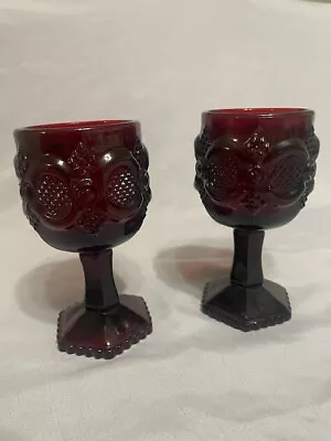 Avon 1876 Cape Cod Ruby Red Glass Stemware Wine Chalice Goblets - Set Of 2 • $9.99
