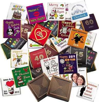 £1.29 • Buy 100 Personalised 5g Mini Chocolate Favours: Wedding, Birthday Party, Christening
