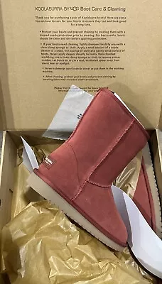 Size 8 Kookaburra By UGG Koola Short Suede Faux Fur Boots - Red Sand -New In Box • $59.88