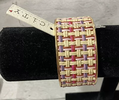 C.i.T.Y Women's Open Cuff Bracelet Gold Tone Woven Pattern Design • $7