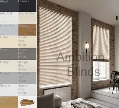 Faux Wood Wooden Venetian Blinds  Made To Measure Waterproof New Colours • £115