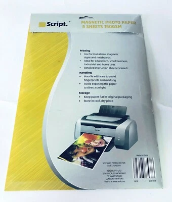 £2.99 • Buy 4 X Sheets Magnetic Photo Paper 150GSM For Printing Inkjet Fridge Magnets