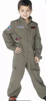 Top Gun Air Force Costume Small 4-6 1980s Pilot Air Fighter Suit Jumpsuit Child • $24.99