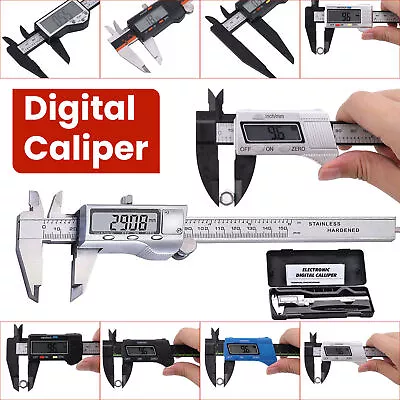 LCD Digital Vernier Caliper Black Micrometer Measure Tool Gauge Ruler 150mm200mm • £13.19