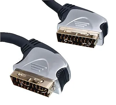 10m 21 Pin RGB Scart Lead Cable (Male Scart Plug To Male Scart Plug) Gold Plated • £14.99