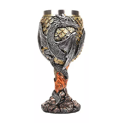 Stainless Steel Medieval Dragons Wine Goblets Chalice Daily Drinking Party Decor • $40.80