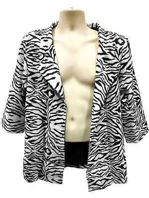 White 80's Zebra Print Blazer Costume Jacket Hair Metal Band Punk Rock Rocker • $39.26