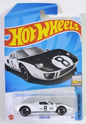 Hot Wheels - Ford GT40 FACTORY FRESH 2/10 8 Ball White And Black 2024 • $8.99