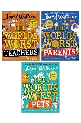 David Walliams World's Worst NEW 3 Book Set Pets Parents (RRP £44.97) • £25