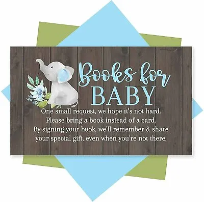 25 Books For Baby Shower Request Cards - Baby Elephant Baby Shower Invitation... • £9.49
