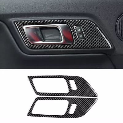 2x Black Carbon Fiber Interior Door Handle Cover Trim For Ford Mustang 2015-2022 • $28.60