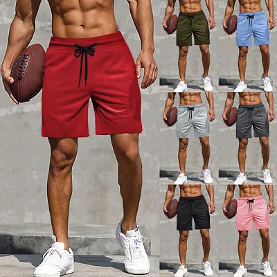 Mens Summer Sports Drawstring Shorts Plain Gym Fitness Hot Pants Bottoms Size 44 • £11.19