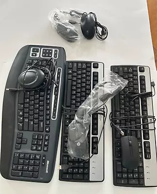 Bulk Lot 2 HP Wired Keyboard KU-0316 And 1 Microsoft Wireless Laser 5000 3 Mouse • $26.98