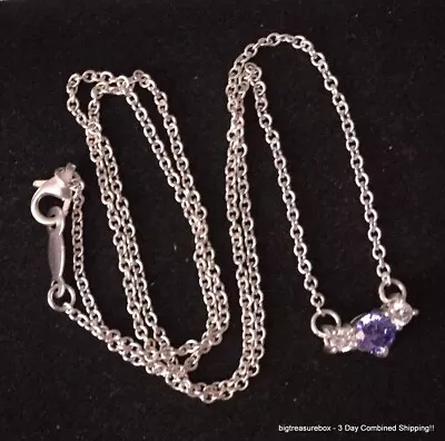 Vtg Necklace MARKED OW Amethyst Pendant 925 STERLING SILVER Chain Jewelry Lot Y • $2