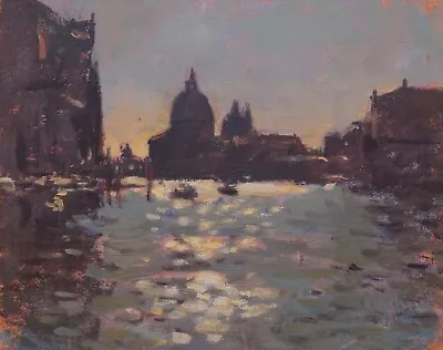 Into The Light Venice. Oil On Board. 7  X 9  (18 X 23 Cm). Unframed. • £15