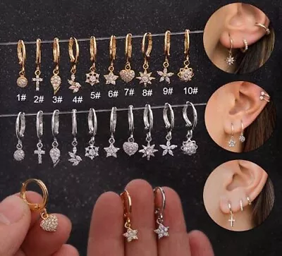 $8.69 • Buy 1pc Huggie Hoop Ring Bar Dangle Ear Tragus Helix Septum Lip Nose Body Piercing