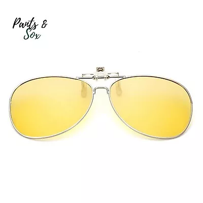 UV400 Flap Up Yellow Sunglasses Unisex Clip On Summer Sunglasses Aviator AU • $12.95