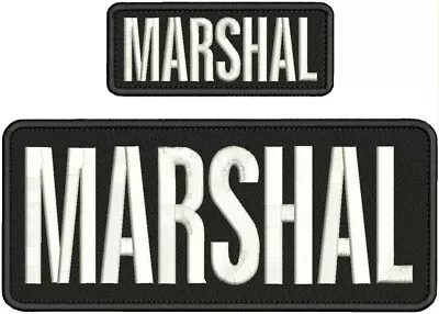 Marshal Embroidery Patch 4x10 And 2x5 Hook On Back Black/white • $16.75