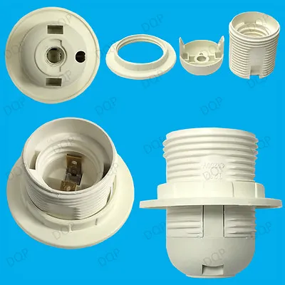 E27 Light Bulb Socket ES Lamp Holder Pendant M10 Edison Screw & Lampshade Collar • £2.49