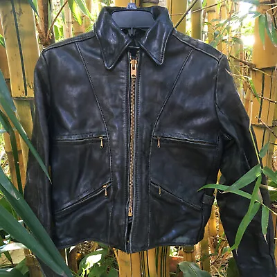 Rare Vintage Vanson Leather Cafe Racer Motorcycle Jacket Women's Medium READ • $219