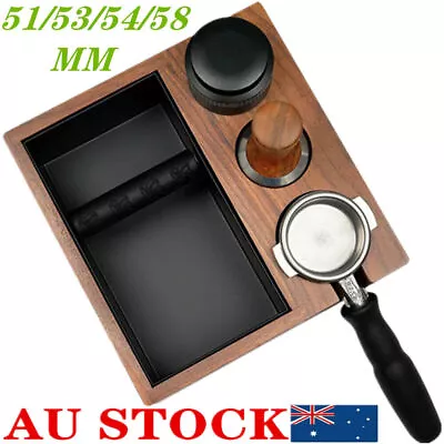 Wood Coffee Filter Tamper Holder Espresso Tamper Mat Stand Cafe Tools Knock Box • $99.88