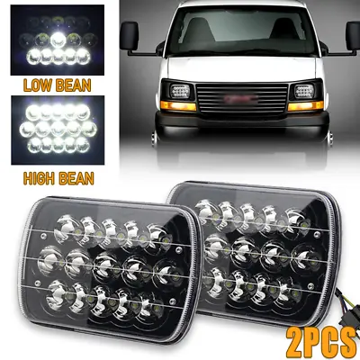 Pair 7x6  Inch LED Headlight Hi/Lo Beam Fit GMC Savana 1500 2500 3500 Safari Van • $27.54