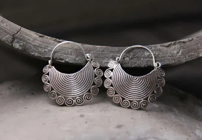 B25 Oriental Earrings Circles Spirals Sterling Silver 925 • $71.53