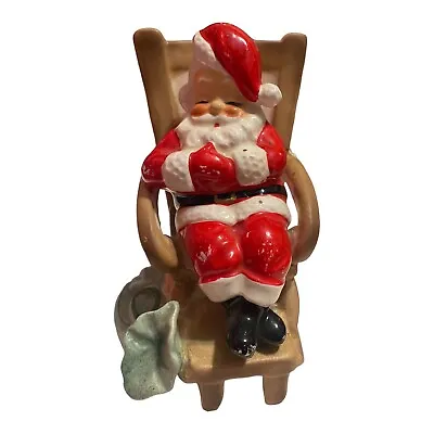 Vintage Christmas Josef Originals Santa Claus Napping Rocking Chair Orig Sticker • $50.99
