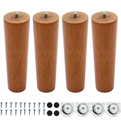 4x Wooden Furniture Tapered Legs Feet For Sofa Table Chair Stool 15cm To 69cm • £20.95