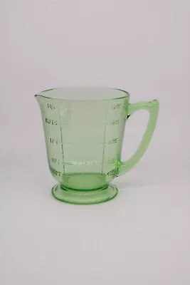 HAZEL ATLAS Green Depression Glass Measuring Cup Pitcher Uranium • $63.87
