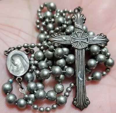 Antique Vintage WW2 Military Pull Chain Rosary Religious Crucifix Catholic Lot G • $90