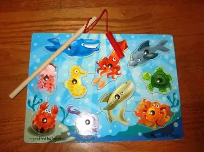 Melissa & Doug Magnetic Wooden Fishing Game Puzzle Crafted By Hand • $6