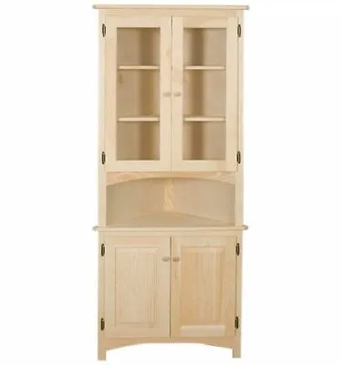 $425 • Buy NEW AMISH Unfinished Solid Pine CORNER HUTCH China Cabinet Rustic Wood Handmade!