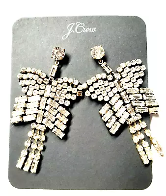 J.Crew Les Velvet Crystal Sparkle Butterfly Dangle Earring Crystal Brass NWT • $20