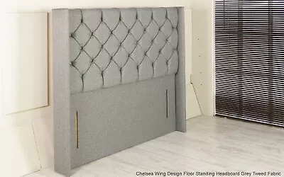 Luxurious Chelsea Wing Chesterfield Design Upholstered Floor Standing Headboard • £149