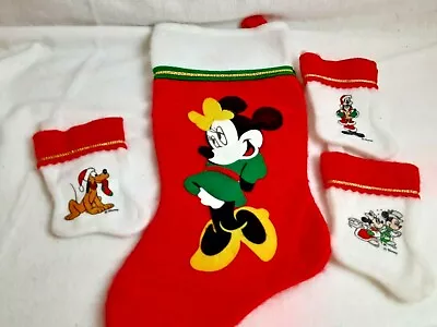 Mickey Mouse & Friends Felt Christmas Stockings Lot Of 4 Full Size & Miniature  • $7.97