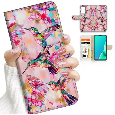 $13.99 • Buy ( For Oppo A57 / A57S ) Wallet Flip Case Cover AJ24505 Flower Bird
