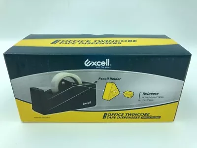 Black Excell Twincore Tape Dispenser 1 Inch And 3 Inch Core Non-Slip Weighted • $14.95