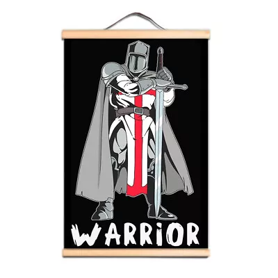 Masonic Knights Templar Flag Wall Hanging Scroll Painting Armor Warrior Poster 1 • $18.06