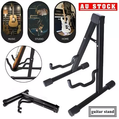 $15.99 • Buy Folding Guitar Stand Electric Acoustic Bass Floor Rack Holder Fast Shipping