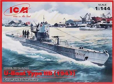ICM S010 - 1/144 U-Boat Type IIB 1943 German Submarine Scale Plastic Model Kit • £35.99