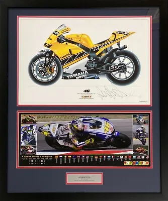 VALENTINO ROSSI Signed Print 2005 Yamaha YZR M1 #1/250 MotoGP Framed COA • £257.77