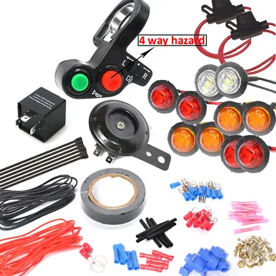 Handlebar Thumb Switch LED Turn Signal & Horn Kit For ATV Scooter Quad 4wheeler • $44.99