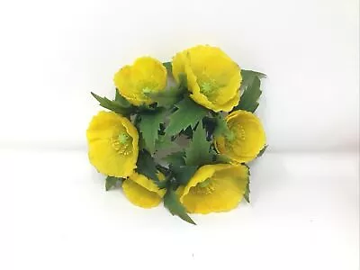 Vintage Plastic Candle Ring Yellow Flowers 3” Ring 6” Wreath READ • $19.96
