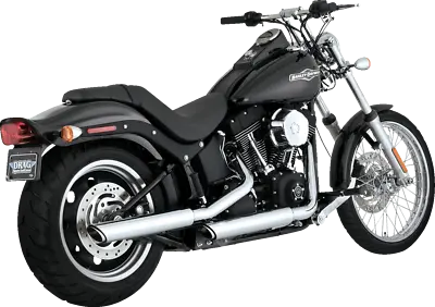 Vance & Hines Twin Slash 3  Chrome Slip On Mufflers 2007-09 Harley Softail FLST • $449.99