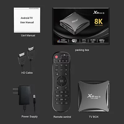1 × MINI X88 RK3528 Smart TV Box Android 13 8K Dual Band Wifi 64GB Media Player • $34.25