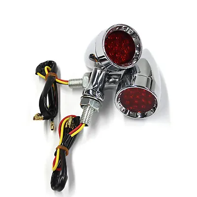 Chrome Bullet Brake Stop/Running LED Turn Signals RED Light Indicator Motorcycle • $21.20