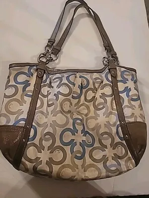 Coach Alexandra Signature Chain Link Multicolor Shoulder Satchel Tote Bag F20806 • $50